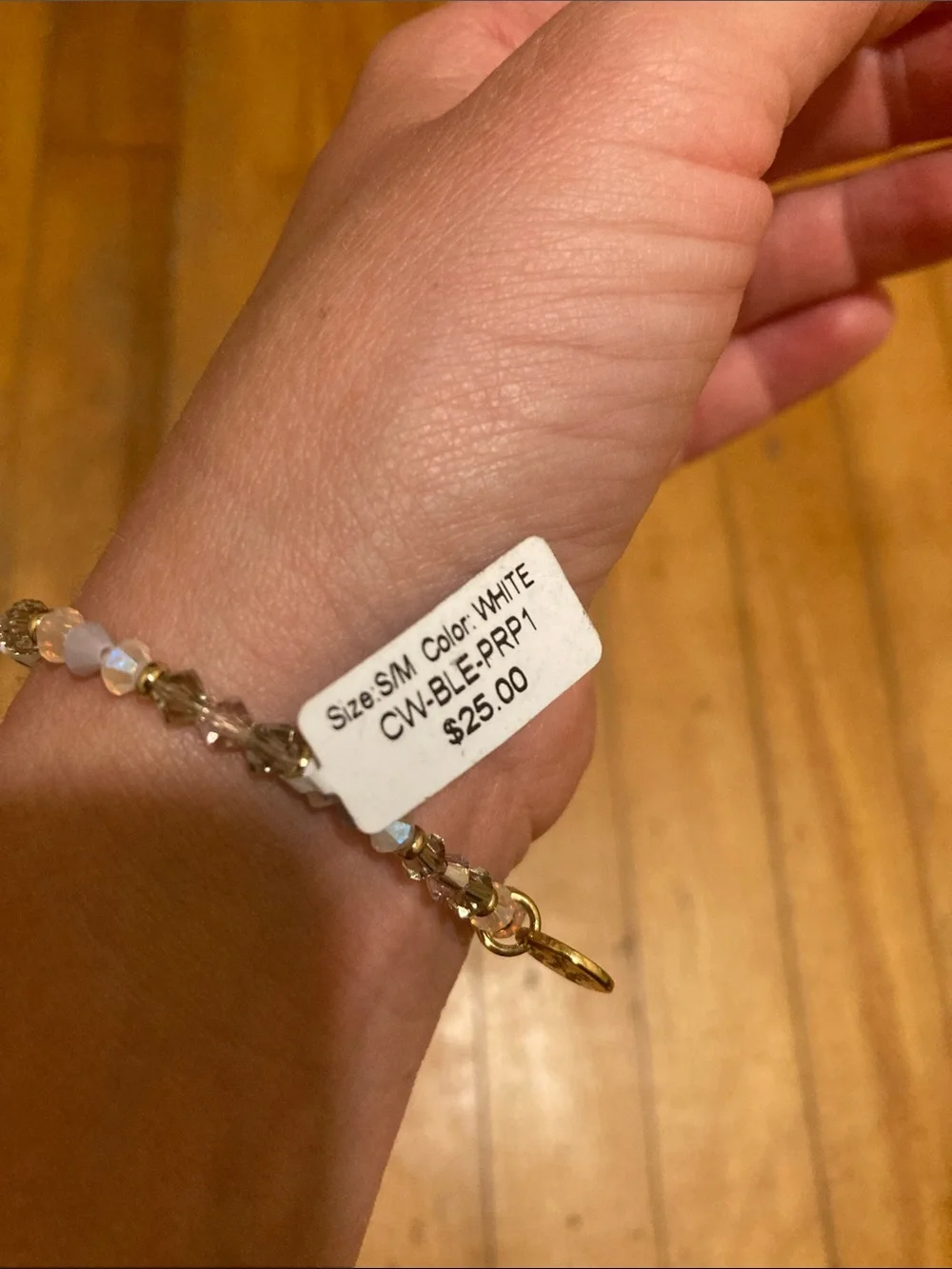 BLESSED Bead Stretch Bracelet — White and Gold Accent